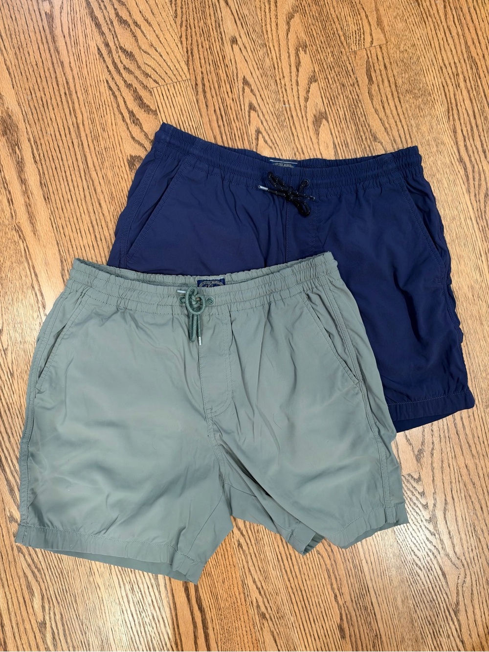 J. Crew Men's Navy and Sage Drawstring Athletic Tech Shorts